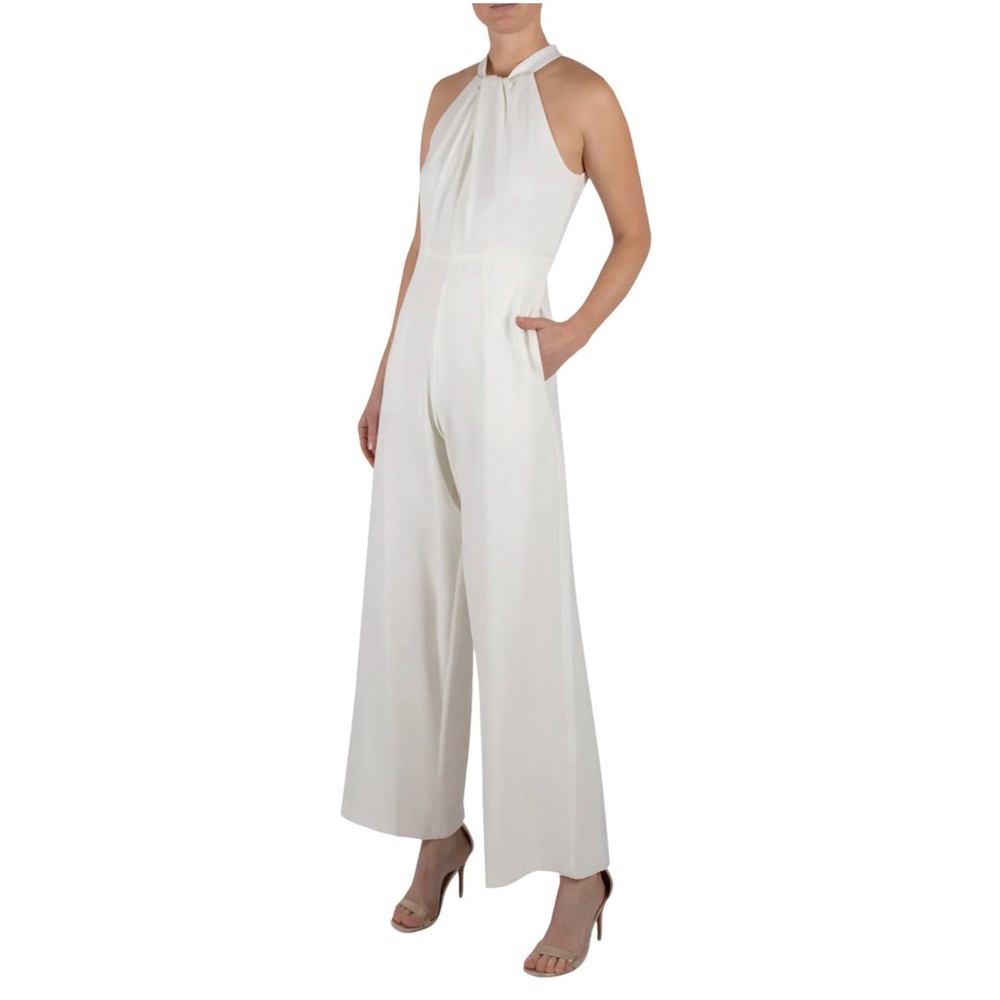 JULIA JORDAN Ivory Knot Neck Halter Wide Leg Jumpsuit Elegant Formal Size 8 NWT - Picture 3 of 9